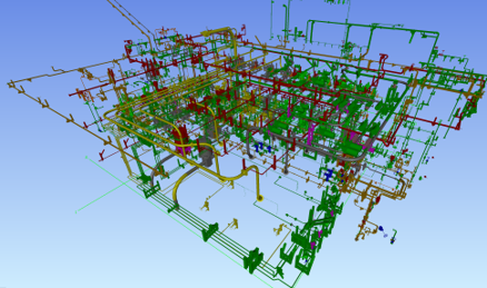 3D-model af industrielle rørsystemer og tekniske grænseflader